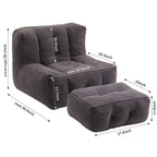 Fluffy Bean Bag Chair, Super Soft Lazy Sofa Chair With Memory Foam And Ottoman, Indoor Modern Bean Bag Chair