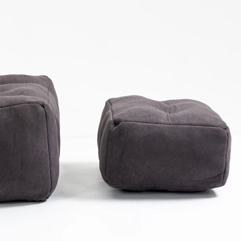 Fluffy Bean Bag Chair, Super Soft Lazy Sofa Chair With Memory Foam And Ottoman, Indoor Modern Bean Bag Chair