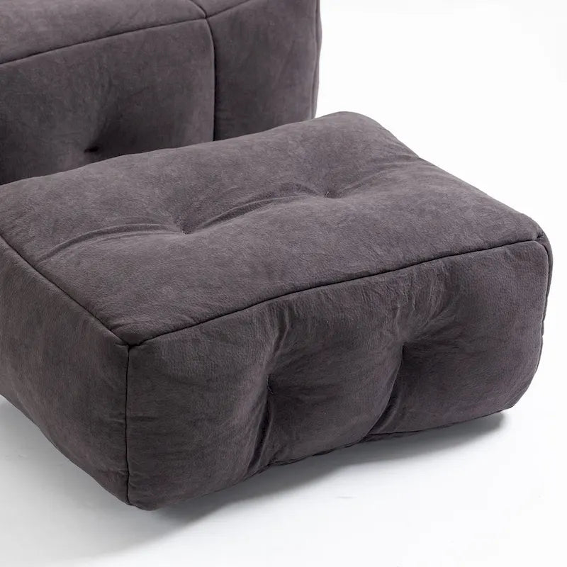 Fluffy Bean Bag Chair, Super Soft Lazy Sofa Chair With Memory Foam And Ottoman, Indoor Modern Bean Bag Chair