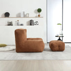 Fluffy Bean Bag Chair, Super Soft Lazy Sofa Chair With Memory Foam And Ottoman, Indoor Modern Bean Bag Chair