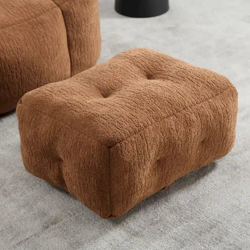 Fluffy Bean Bag Chair, Super Soft Lazy Sofa Chair With Memory Foam And Ottoman, Indoor Modern Bean Bag Chair
