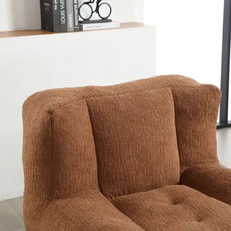 Fluffy Bean Bag Chair, Super Soft Lazy Sofa Chair With Memory Foam And Ottoman, Indoor Modern Bean Bag Chair