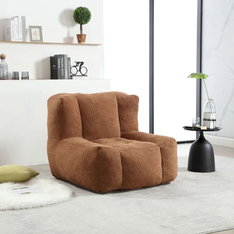 Fluffy Bean Bag Chair, Super Soft Lazy Sofa Chair With Memory Foam And Ottoman, Indoor Modern Bean Bag Chair