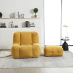 Fluffy Bean Bag Chair, Super Soft Lazy Sofa Chair With Memory Foam And Ottoman, Indoor Modern Bean Bag Chair