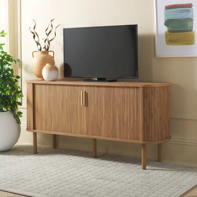 2 Tambour Door Sideboard/Media Stand. - 63Wx18Dx32H